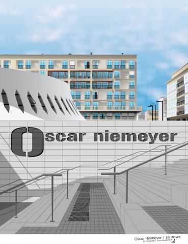 Escalie Oscar Niemeyer | Illustration by Tybografik
